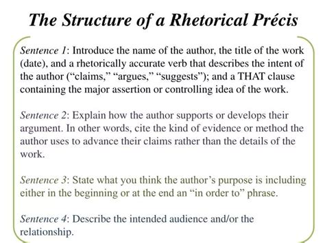 Ppt The Structure Of A Rhetorical Précis Powerpoint Presentation Free Download Id 1713717