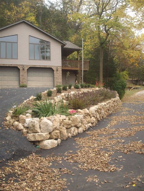 Natural Limestone Boulder Retaining Wall With Built In