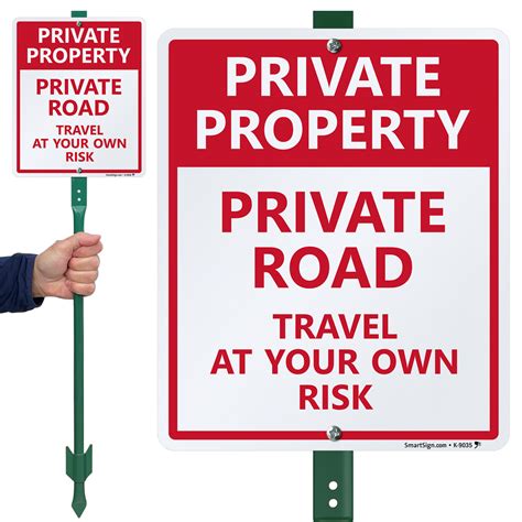 Private Road Travel at Your Own Risk Yard Sign & Stake Kit, SKU: K-9035