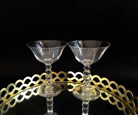 Vintage Coupe Glasses Art Deco Champagne Glasses Bubble Stem Etsy