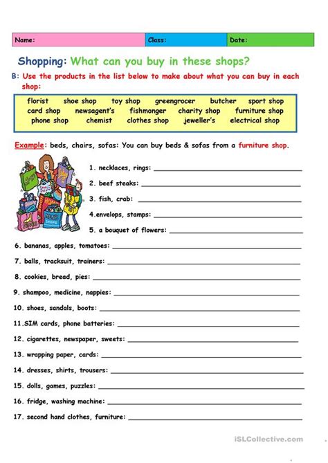Shopping Sentence Writing English Esl Worksheets For Distance