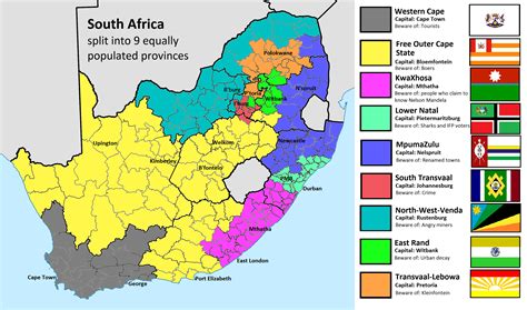 South Africa Split Into 9 Equally Populated Provinces 2972 X 1752