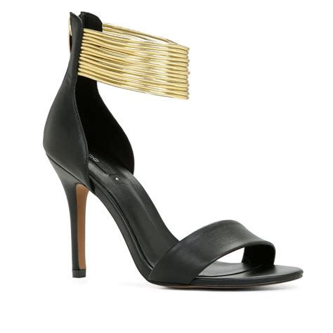 Gold ankle strap heels on the site are available in open, closed, and heeled designs. Aldo Elvianne Ankle Strap High Heel Sandals in Gold (Black) | Lyst