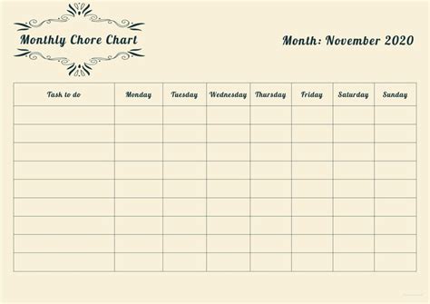 Free Monthly Chore Chart Template Chore Chart Template Chore Chart