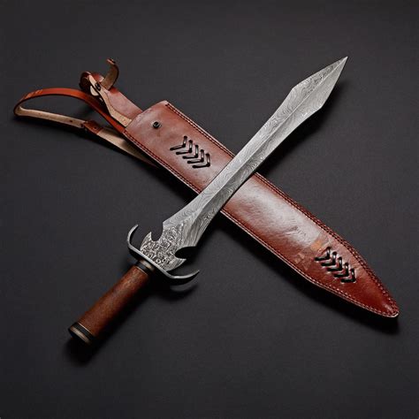 Handmade Damascus Steel Sword Amazing Rosewood Handle