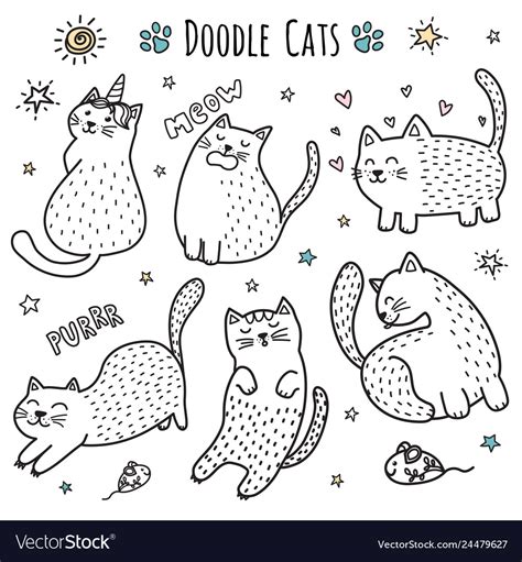 Cute Hand Drawn Doodle Cats Royalty Free Vector Image