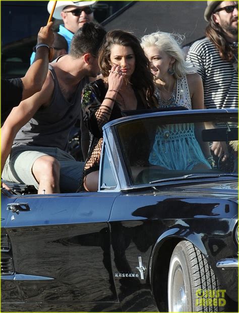 Lea Michele Shows Some Skin In Sexy Swimsuit While Cruising Desert For On My Way Video Shoot
