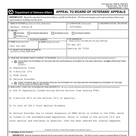 Va Form 9 Appeal To Board Of Veterans Appealspdf Docdroid