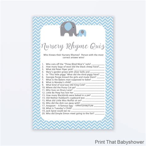 If you're looking for prizes for baby shower games coed free printable nursery rhyme baby shower… Nursery Rhyme Quiz Rustic Baby Shower Baby Shower Game ...