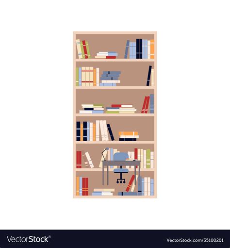 Flat Isolated A Bookcase Royalty Free Vector Image