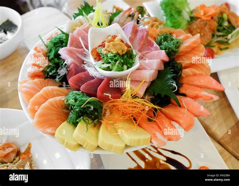 Japanese Sashimi Raw Fish Set Stock Photo Alamy