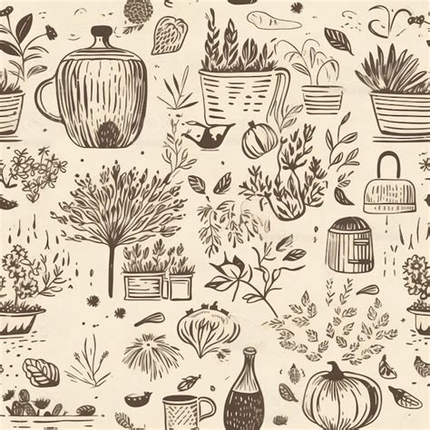 Premium Ai Image A Seamless Pattern With Pots And Plants