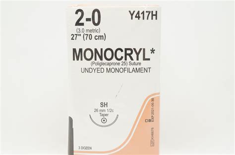 Ethicon Y417h 2 0 Monocryl Sh 26mm 12c Taper 27inch Box Of 36 X