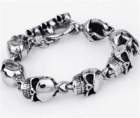 For Holiday Gifts 316l Stainless Steel Gothic Biker Skull Chain Link