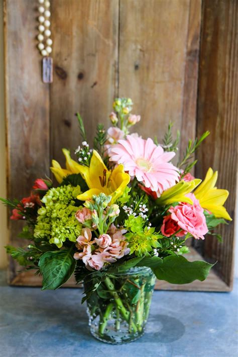 Pink And Yellow Delight Signature Arrangements Halladays Flowers