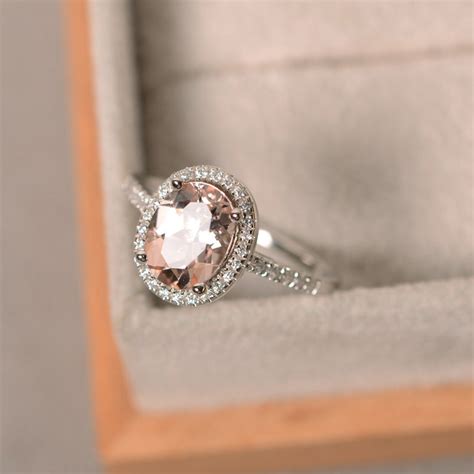 Natural Morganite Ring Sterling Silver Pink Gemstone Etsy