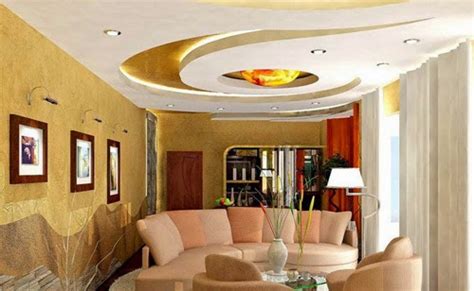 Plafon Interior Dengan Desain Garis Lengkung Dan Lingkaran Pemasangan Gypsum Sistem Rangka Gypsum