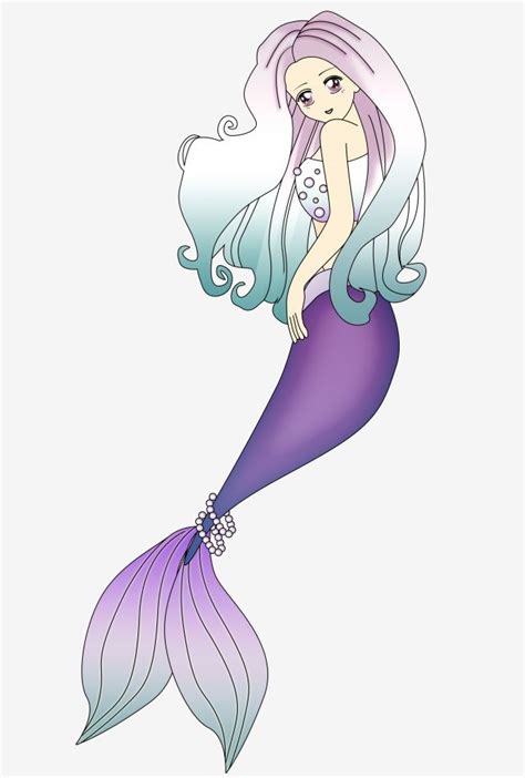 Purple Mermaid Cartoon Mermaid Fantasy Creature Cute Anime Mermaid