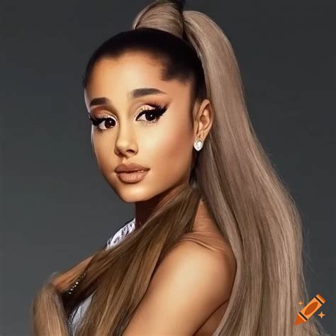 Realistic Portrait Of Ariana Grande With High Ponytail And Boa