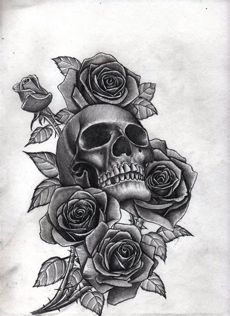 25 Bästa Skull And Rose Drawing Idéerna På Pinterest Dödskallar Och