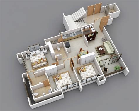 Sharing small house design ideas.3d animation of a. 25 Three Bedroom House/Apartment Floor Plans