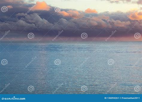Beautiful Heavy Purple Clouds Over The Sea Stock Image Image Of