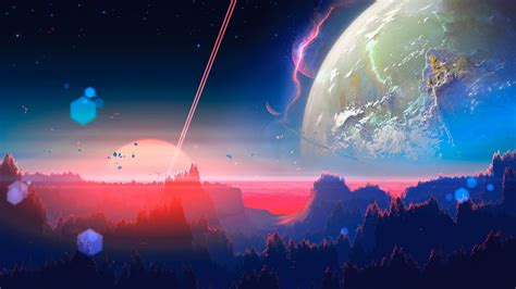 Outer Space Fantasy Horizon Planet Art Wallpaper Kde Store