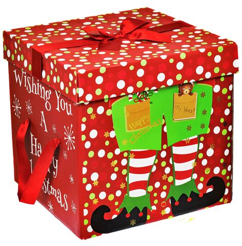 Large Premium Christmas Eve T Box Lid And Ribbon Handles Xmas Present