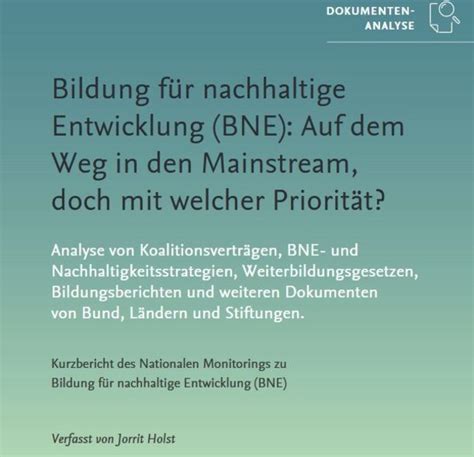 Dokumentenanalyse Bildung F R Nachhaltige Entwicklung Bne Auf Dem