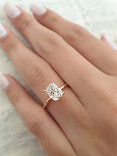 Diamond Engagement Ring 170 Carat Elongated Cushion Diamond Etsy Engagement Ring Cuts