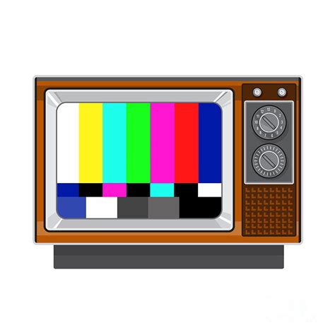 Retro Television Set Tv Test Card Signal Pattern Digital Art By