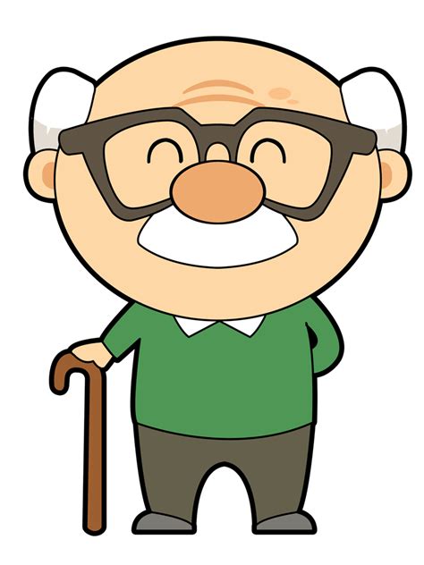 cute cartoon grandpa with stick free image download