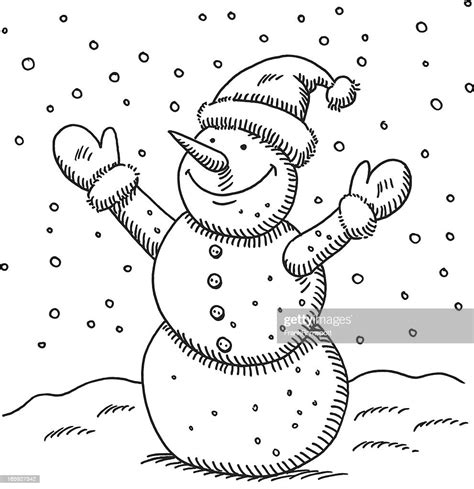 Happy Snowman Drawing High Res Vector Graphic Getty Images