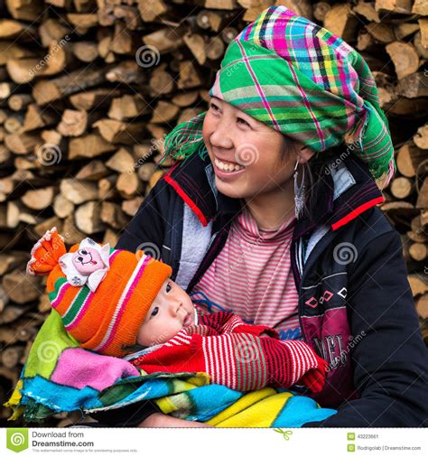 Happy Hmong Woman With Baby, Sapa, Vietnam Editorial Photo - Image ...