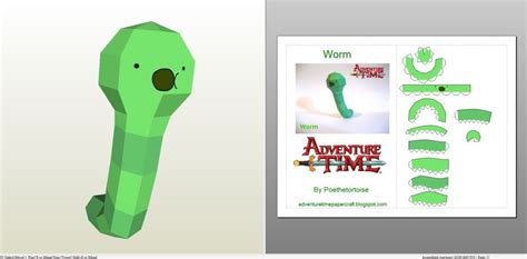 Papercraft Pdo File Template For Adventure Time Worm