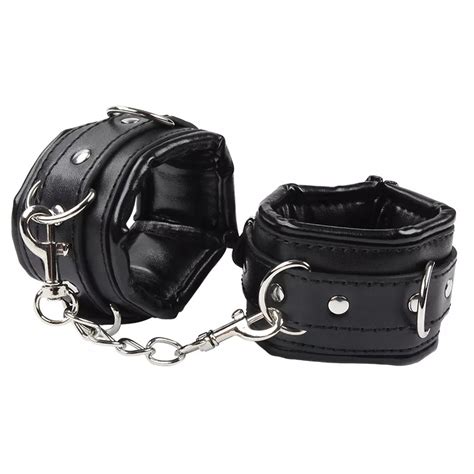 Soft Pu Leather Sponge Handcuff Ankle Cuff Bdsm Bondage Set Sex Exotic