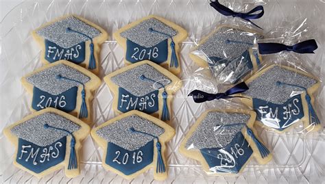 Blue And Silver Mortarboard Cookies With Edible Glitter Edible Glitter