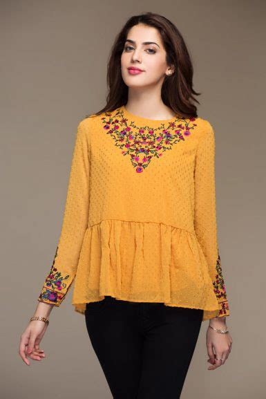 Hairstyle for indo western dress. Latest Outfitters Western Style Dresses Summer Collection 2018-2019