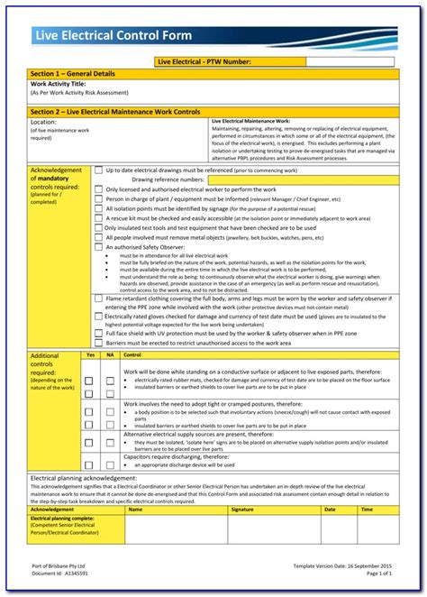 Electrical Risk Assessment Template Gambaran