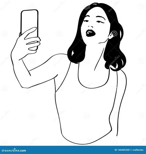 Selfie Girl Cartoon Vector Cartoondealer Com