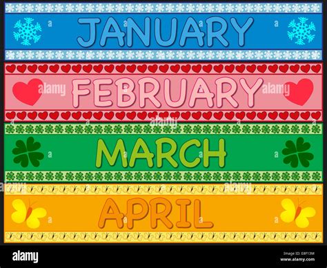 Illustration Of January February March And April Stock Photo Alamy