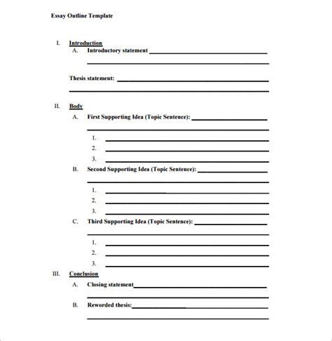 Print or download electrical wiring & diagrams. Essay Outline Templates - 10 + Free Word PDF Samples - Template Section