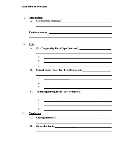 A topic outline is the manner of organizing key ideas or also the fact that people like to #### on others. Essay Outline Templates - 10 + Free Word PDF Samples ...