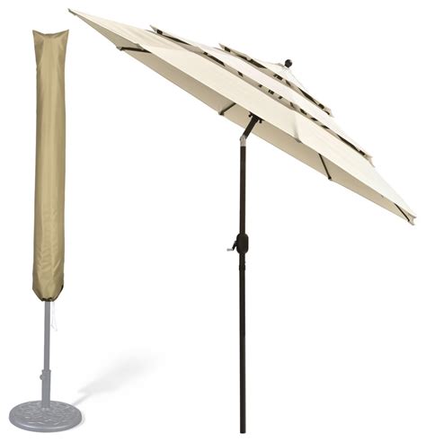 Yescom 9 Ft 3 Tier Patio Umbrella With Protective Cover Crank Push To
