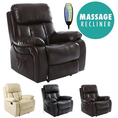 Chester Heated Leather Massage Recliner Chair Sofa Lounge Gaming Home Armchair Pome