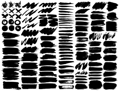 Big Set Of Brush Strokes Black Ink Grunge Brush Strokes Vector