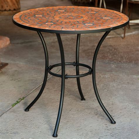 Outdoor Bistro Table Mosaic Terracotta Tile Top Round Patio Deck Yard