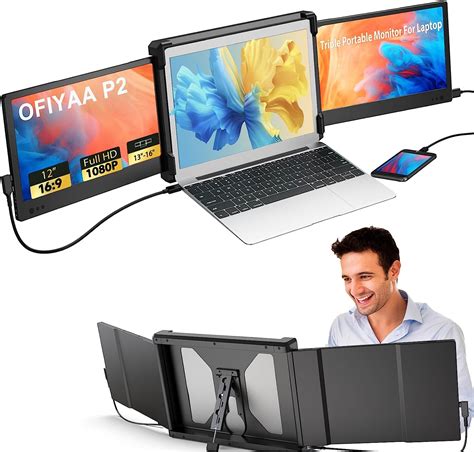 Ofiyaa P2 Triple Portable Monitor For Laptop12” Dual Screen Extender