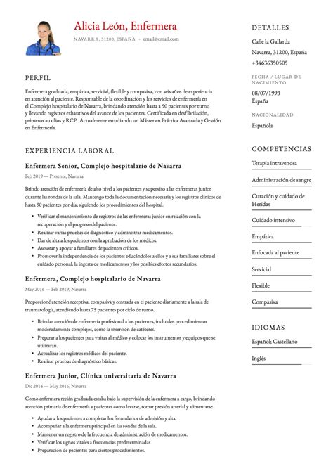 Currículum Vitae Enfermería Técnica Ejemplo Word Muestras De