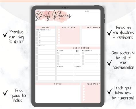 Editable Daily Planner To Do List Printable Productivity Planner